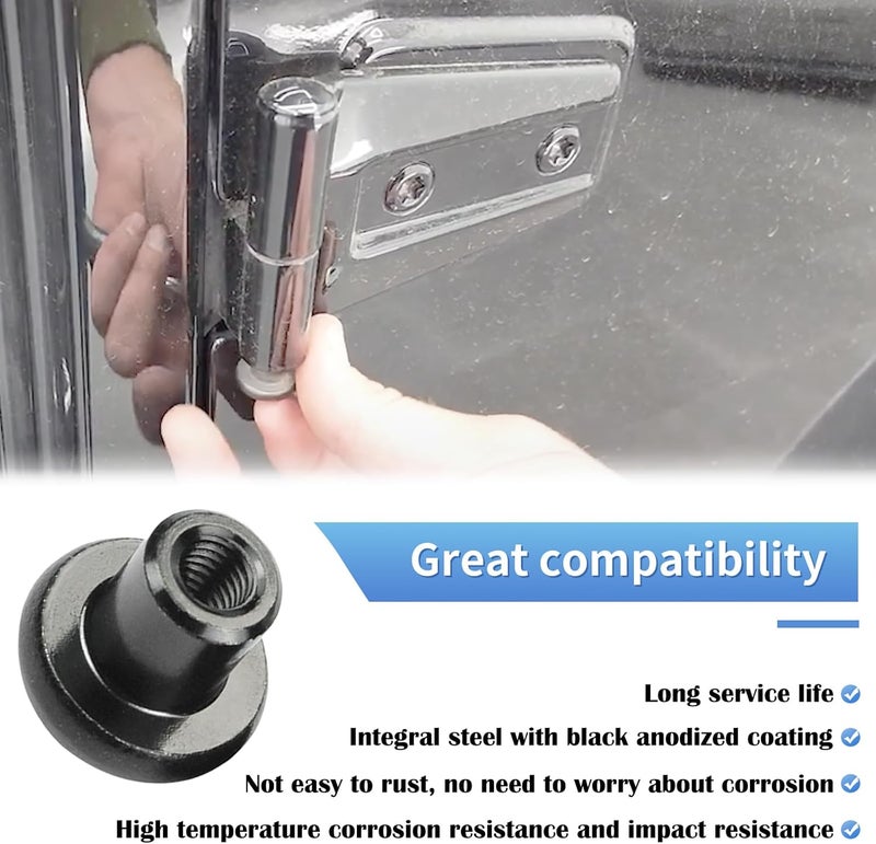 MOEBULB Door Hinge Nuts Compatible with 2007-2018 Jeep Wrangler JK JKU - 8pcs - Image 3